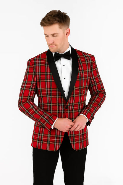 Big and & Tall Red and Black Pattern Blazer Sport Coat - Image 8