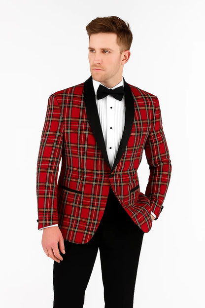 Big and & Tall Red and Black Pattern Blazer Sport Coat - Image 2