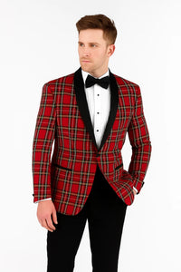 Big and & Tall Red and Black Pattern Blazer Sport Coat