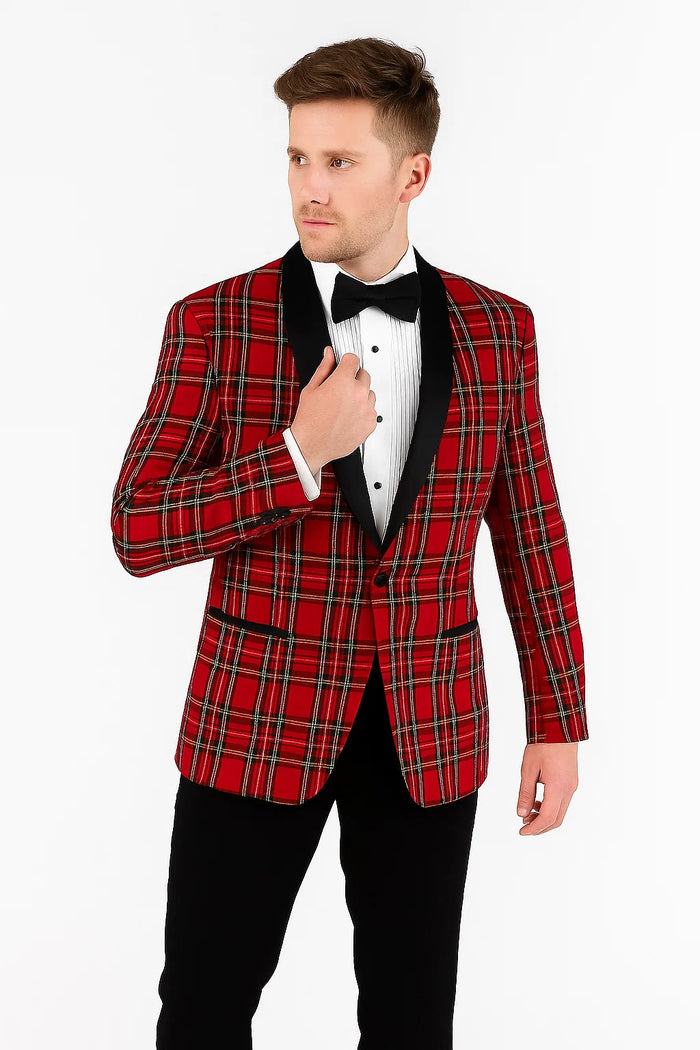 Big and & Tall Red and Black Pattern Blazer Sport Coat - Image 3