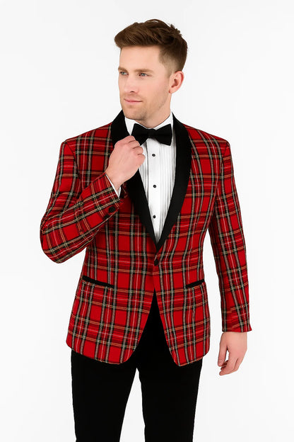 Big and & Tall Red and Black Pattern Blazer Sport Coat - Image 4