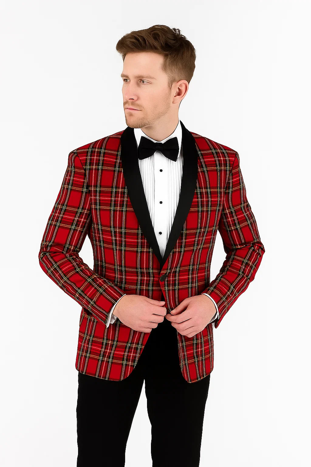 Big and & Tall Red and Black Pattern Blazer Sport Coat - Image 7