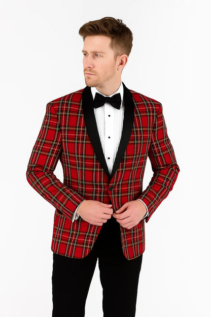 Big and & Tall Red and Black Pattern Blazer Sport Coat - Image 7