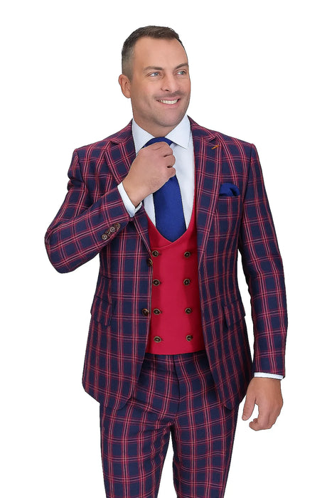 Statement Men's 3-Piece Modern Fit Suit – 100% Wool with Bold Scoop Vest