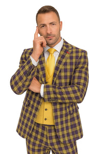 Statement Men's 3-Piece Modern Fit Suit – 100% Wool with Bold Scoop Vest