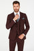 Men's Bold Gangster 1920s Burgundy Suit Vintage Dark Burgundy ~ White Gangster Bold Stripe 2 Buttons Vested Suit Black and Bold White Stripe (MO845)