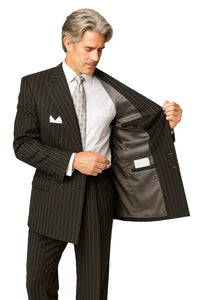 Chalk Bold Pinstripe Double Breasted 6 on 2 Super 120's poly~rayon N