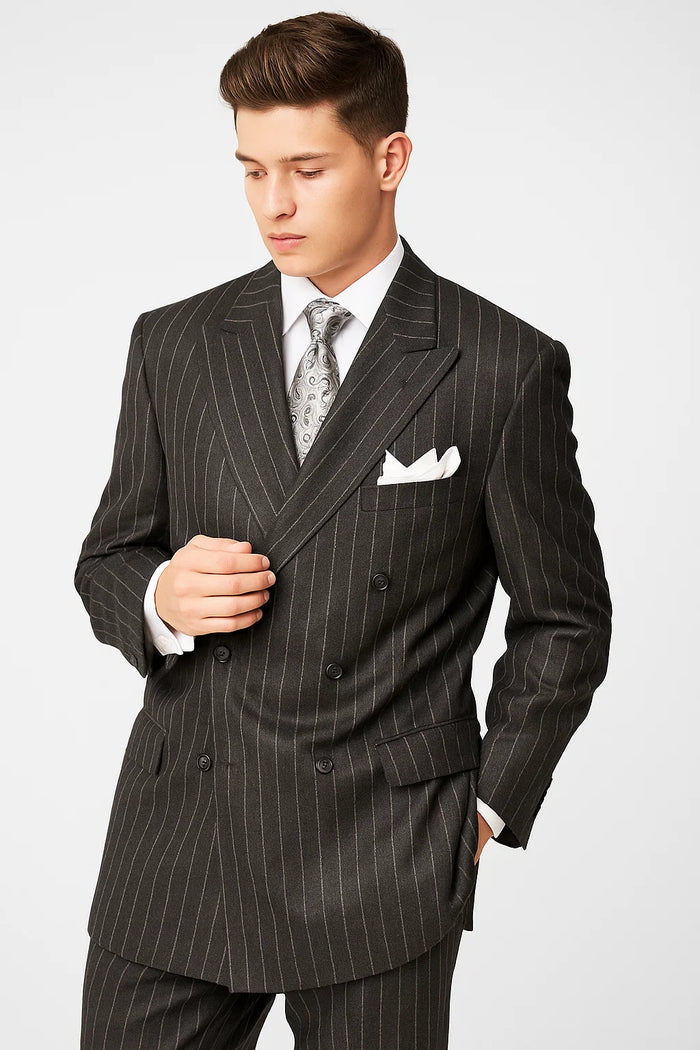 Chalk Bold Pinstripe Double Breasted 6 on 2 Super 120's poly~rayon N