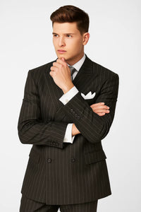 Chalk Bold Pinstripe Double Breasted 6 on 2 Super 120's poly Suit~rayon N