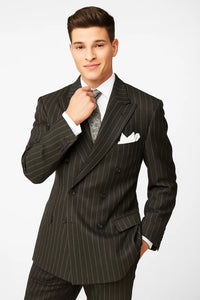 Chalk Bold Pinstripe Double Breasted 6 on 2 Super 120's poly Suit~rayon N