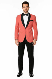 Mens Rose Gold - Pink Velvet Tuxedo Suit - Blazer - Velvet Sport Coat + Black Pants