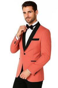 Mens Rose Gold - Pink Velvet Tuxedo Suit - Blazer - Velvet Sport Coat + Black Pants