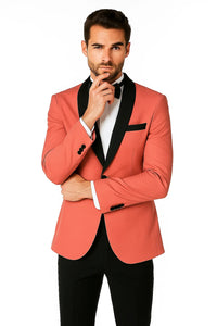 Mens Rose Gold - Pink Velvet Tuxedo Suit - Blazer - Velvet Sport Coat + Black Pants