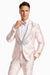 Mens Fancy Pink Floral Paisley Prom Tuxedo with Silver Trim