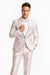 Men's Fancy Pink Floral Paisley Prom Tuxedo with Silver Trim Cheap Prom Tuxedos