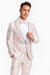 Mens Fancy Pink Floral Paisley Prom Tuxedo with Silver Trim