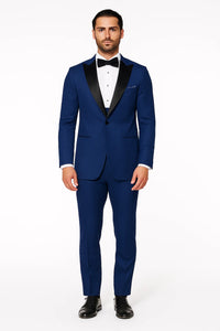 Prom Tuxedo - Wedding Tuxedo Luna Indigo 3-Piece Slim Fit Peak Lapel Tuxedo