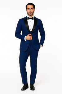 Prom Tuxedo - Wedding Tuxedo Luna Indigo 3-Piece Slim Fit Peak Lapel Tuxedo