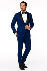 Prom Tuxedo - Wedding Tuxedo Luna Indigo 3-Piece Slim Fit Peak Lapel Tuxedo