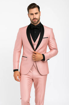 SKU#JA61429 Blush Tuxedo - Light Pink Tuxedo Suit