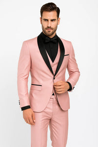 SKU#JA61429 Blush Tuxedo - Light Pink Tuxedo Suit