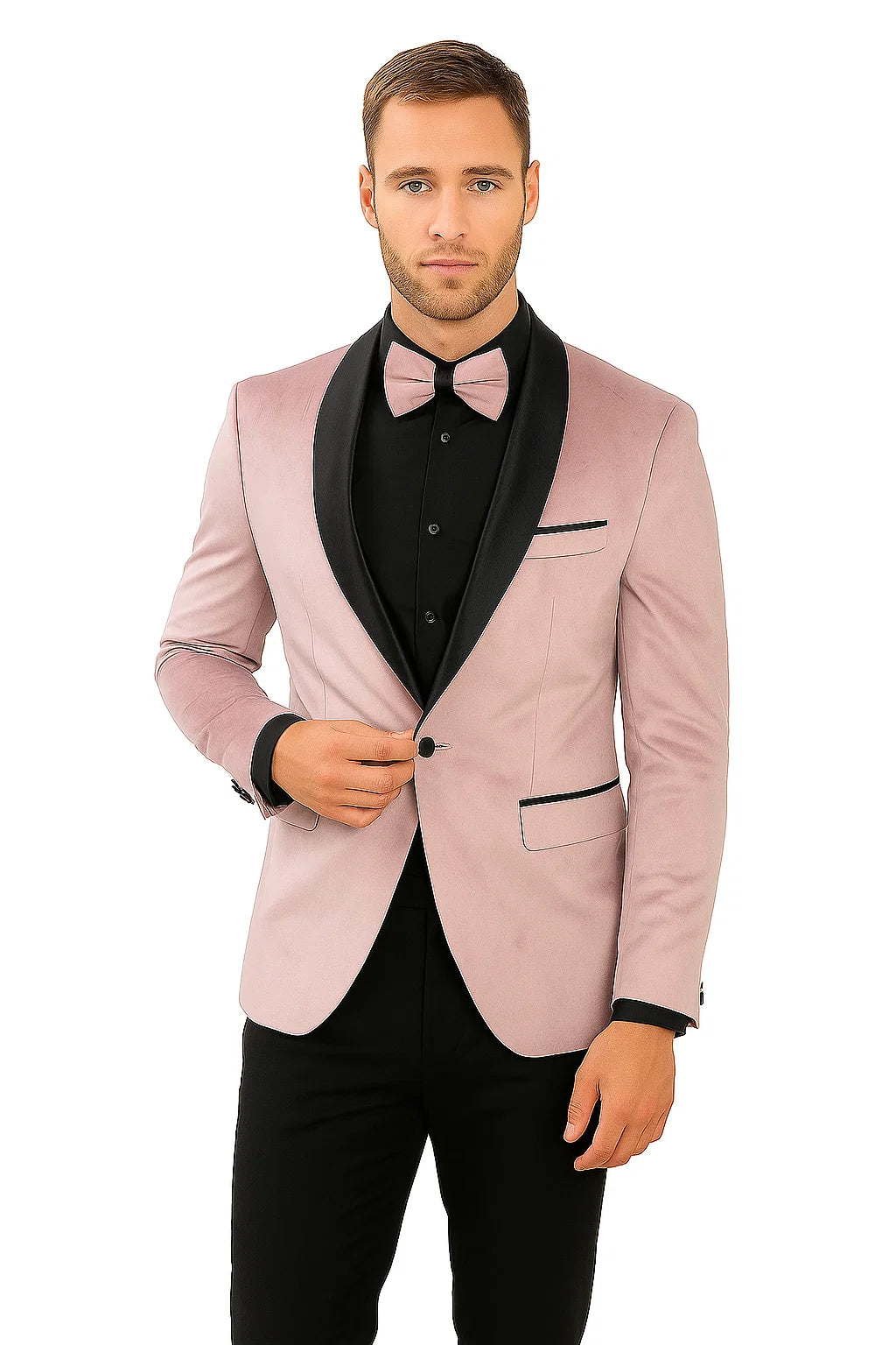 SKU#JA61428 Blush Tuxedo - Light Pink Tuxedo Suit