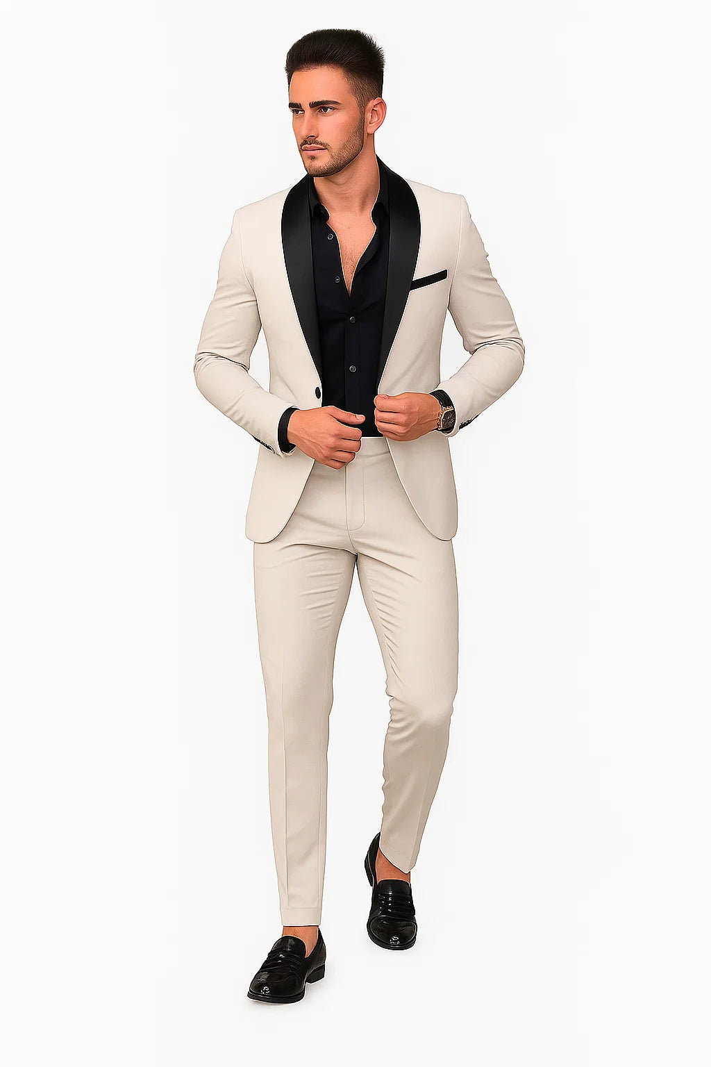 Beige Prom Tuxedo - Wedding Suit - Groom Tuxedo Suit - Image 2
