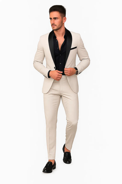 Beige Prom Tuxedo - Wedding Suit - Groom Tuxedo Suit - Image 2
