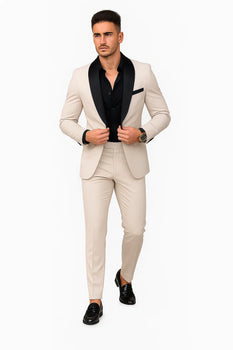 Beige Prom Tuxedo - Wedding Suit - Groom Tuxedo Suit - Image 4