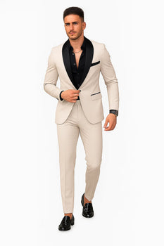 Beige Prom Tuxedo - Wedding Suit - Groom Tuxedo Suit - Image 8