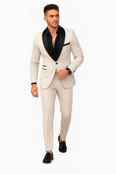 Beige Prom Tuxedo - Wedding Suit - Groom Tuxedo Suit - Image 7