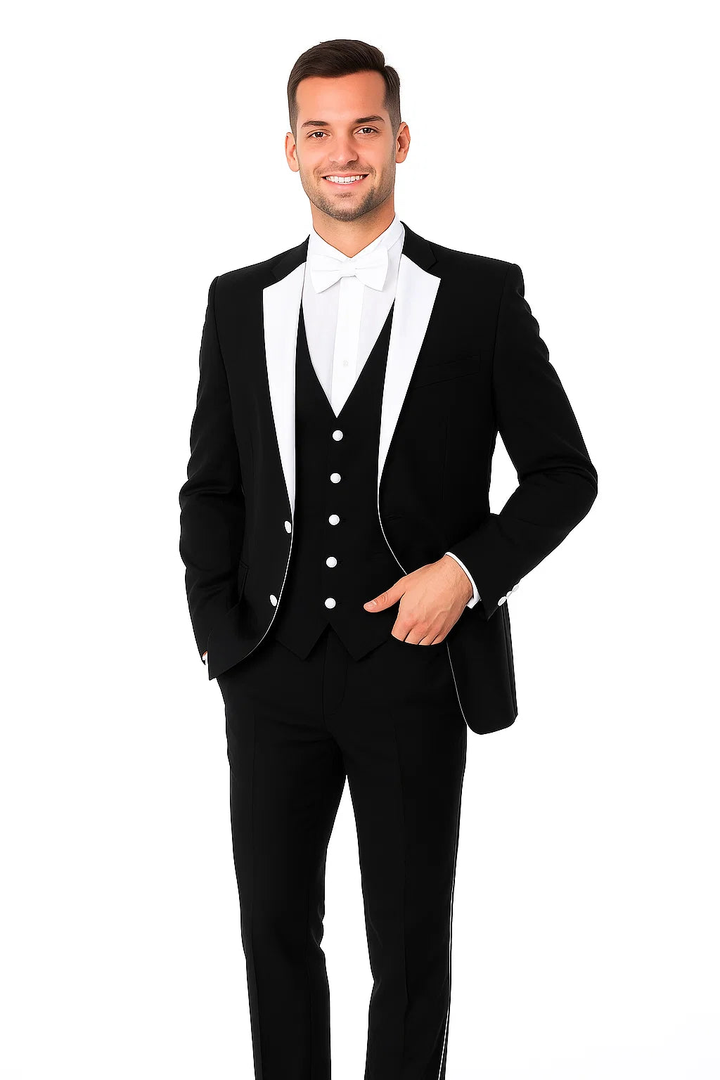 Men's 3 Piece  Slim Fit Black Tuxedo - Image 2