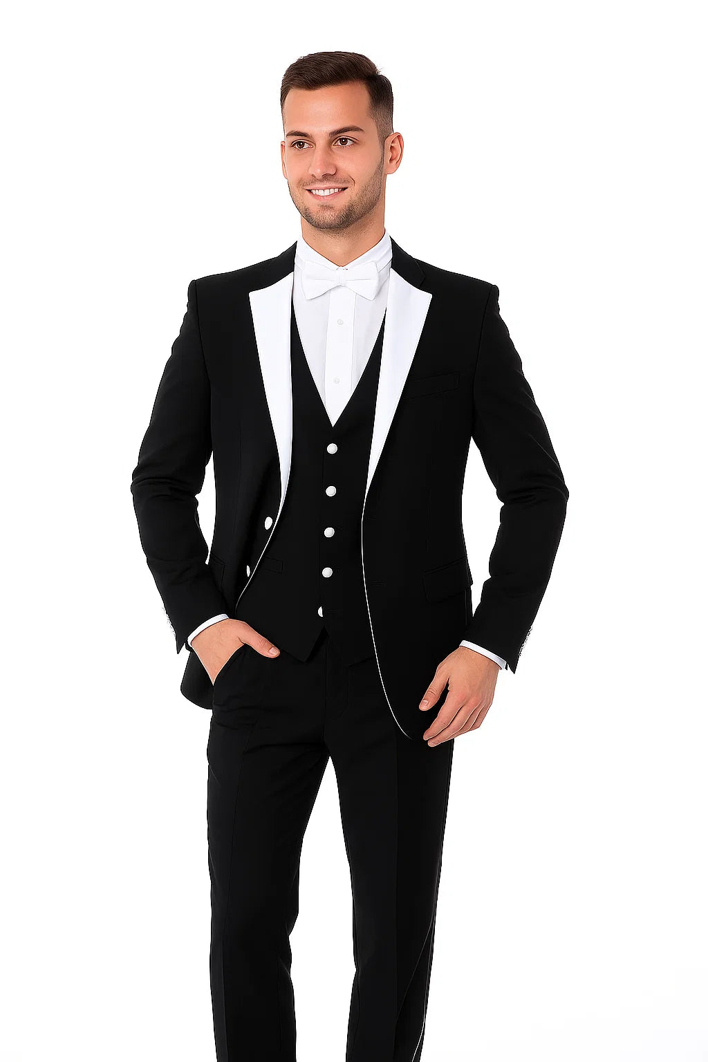 Men's 3 Piece  Slim Fit Black Tuxedo - Image 3