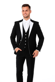 Men's 3 Piece  Slim Fit Black Tuxedo - Image 3