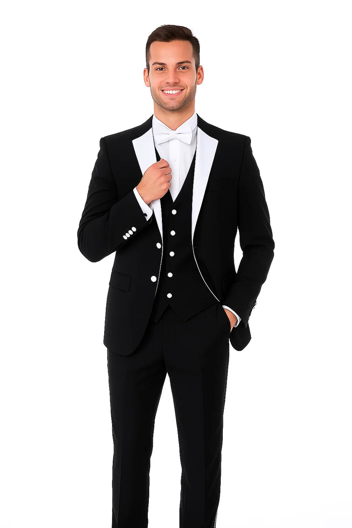 Men's 3 Piece  Slim Fit Black Tuxedo - Image 7