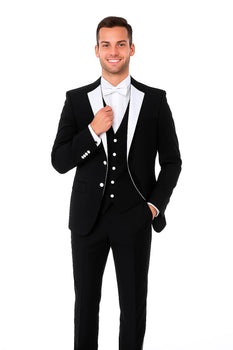 Men's 3 Piece  Slim Fit Black Tuxedo - Image 7