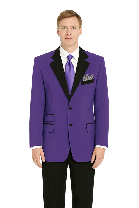Men'S Purple 2 Button Black Collar Jacket Tuxedo