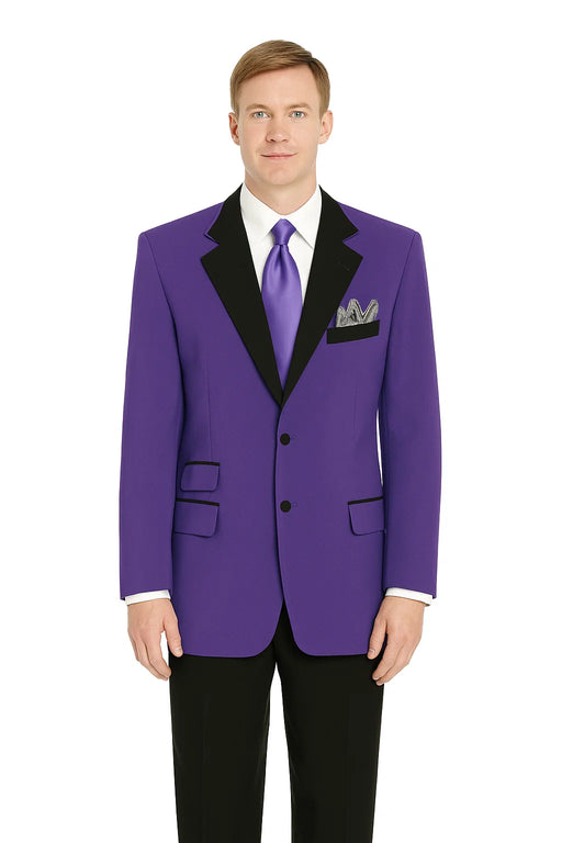 Men'S Purple 2 Button Black Collar Jacket Tuxedo