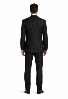 Athletic Cut Classic Suits Men's suit  Classic Relax Fit Pleated Pants 19 Inch Bottom Black - Image 2
