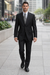 Athletic Cut Classic Suits Men's suit  Classic Relax Fit Pleated Pants 19 Inch Bottom Black