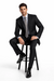 Athletic Cut Classic Suits Men's suit  Classic Relax Fit Pleated Pants 19 Inch Bottom Black