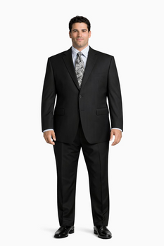 Athletic Cut Classic Suits Men's suit  Classic Relax Fit Pleated Pants 19 Inch Bottom Black - Image 8