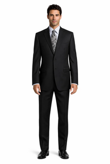 Athletic Cut Classic Suits Men's suit  Classic Relax Fit Pleated Pants 19 Inch Bottom Black