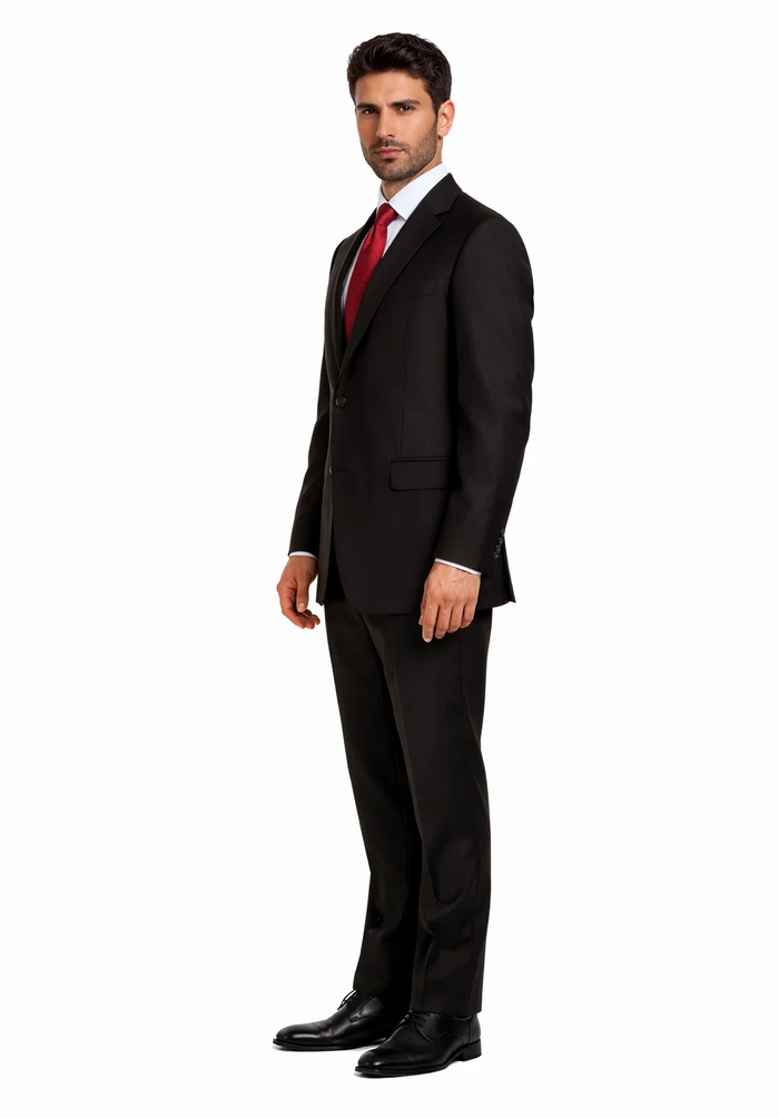 Athletic Cut Classic Suits Men's suit  Classic Relax Fit Pleated Pants 19 Inch Bottom Brown - Image 3