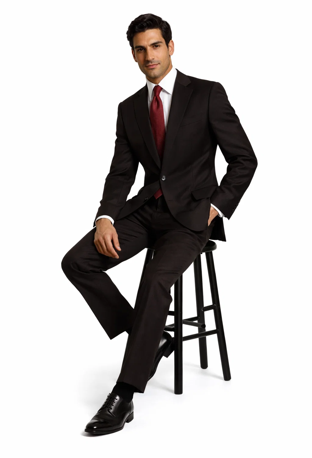Athletic Cut Classic Suits Men's suit  Classic Relax Fit Pleated Pants 19 Inch Bottom Brown - Image 4