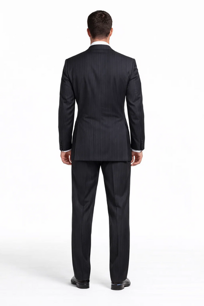 Athletic Cut Classic Suits Men's suit  Classic Relax Fit Pleated Pants 19 Inch Bottom Charcoal - Image 2
