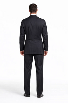 Athletic Cut Classic Suits Men's suit  Classic Relax Fit Pleated Pants 19 Inch Bottom Charcoal - Image 2