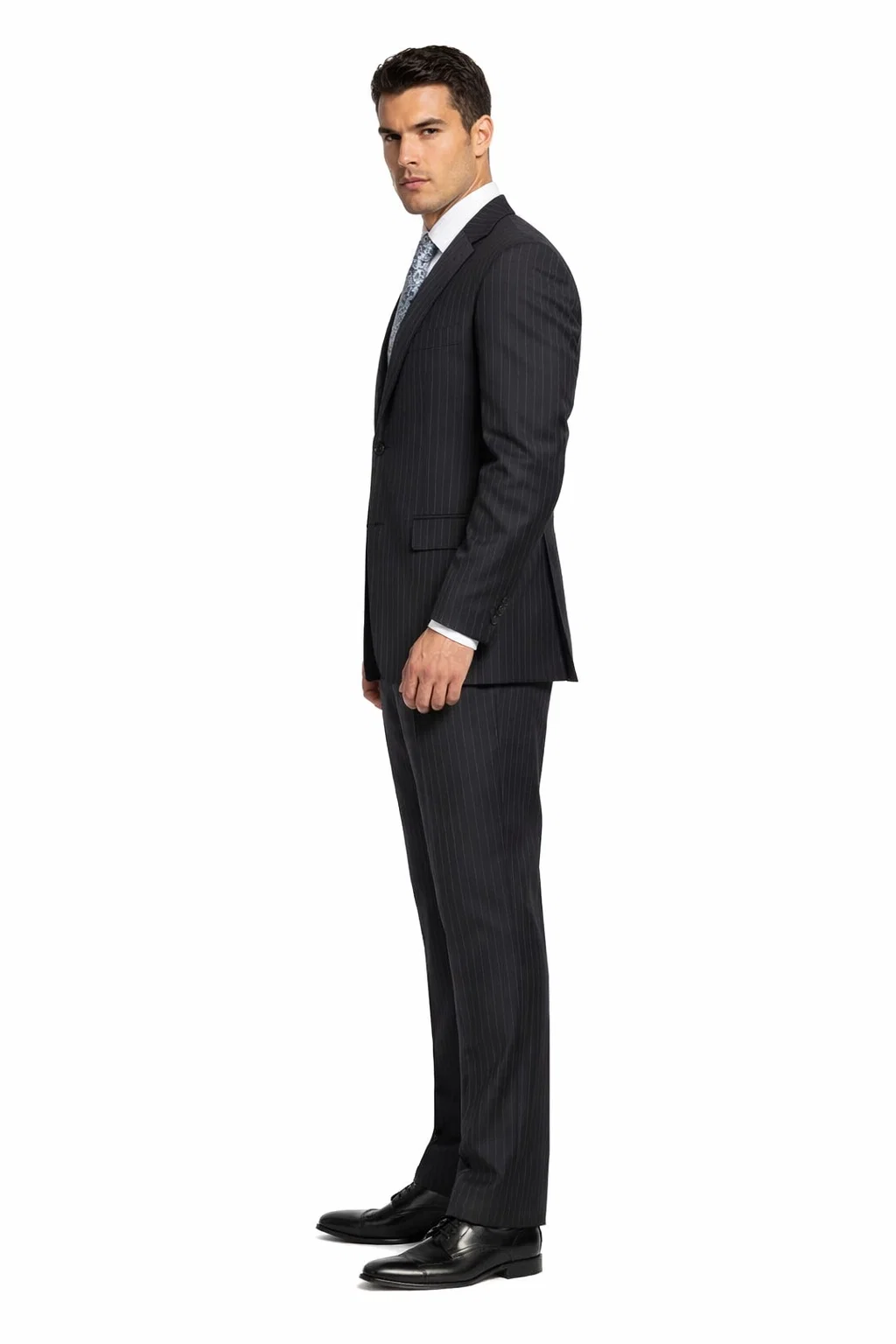 Athletic Cut Classic Suits Men's suit  Classic Relax Fit Pleated Pants 19 Inch Bottom Charcoal - Image 3