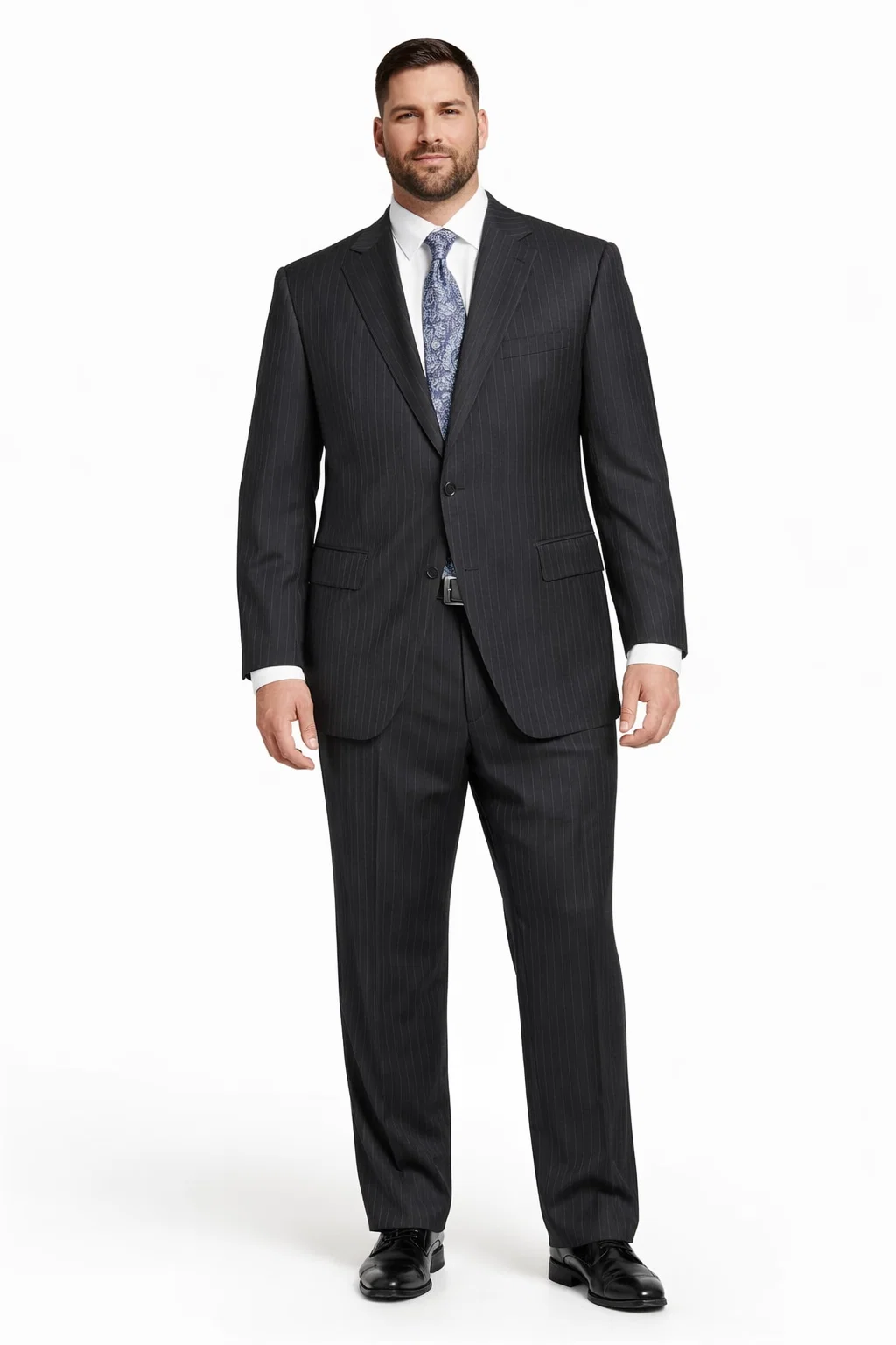 Athletic Cut Classic Suits Men's suit  Classic Relax Fit Pleated Pants 19 Inch Bottom Charcoal - Image 8