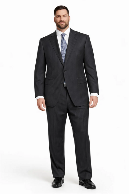 Athletic Cut Classic Suits Men's suit  Classic Relax Fit Pleated Pants 19 Inch Bottom Charcoal - Image 8
